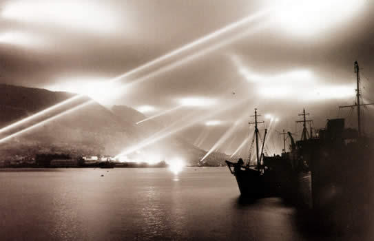 Searchlights over Gibralter WW II